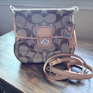 Coach Willis 70th Anniversary Khaki Signature Crossbody Bag Tassel L1169-19034